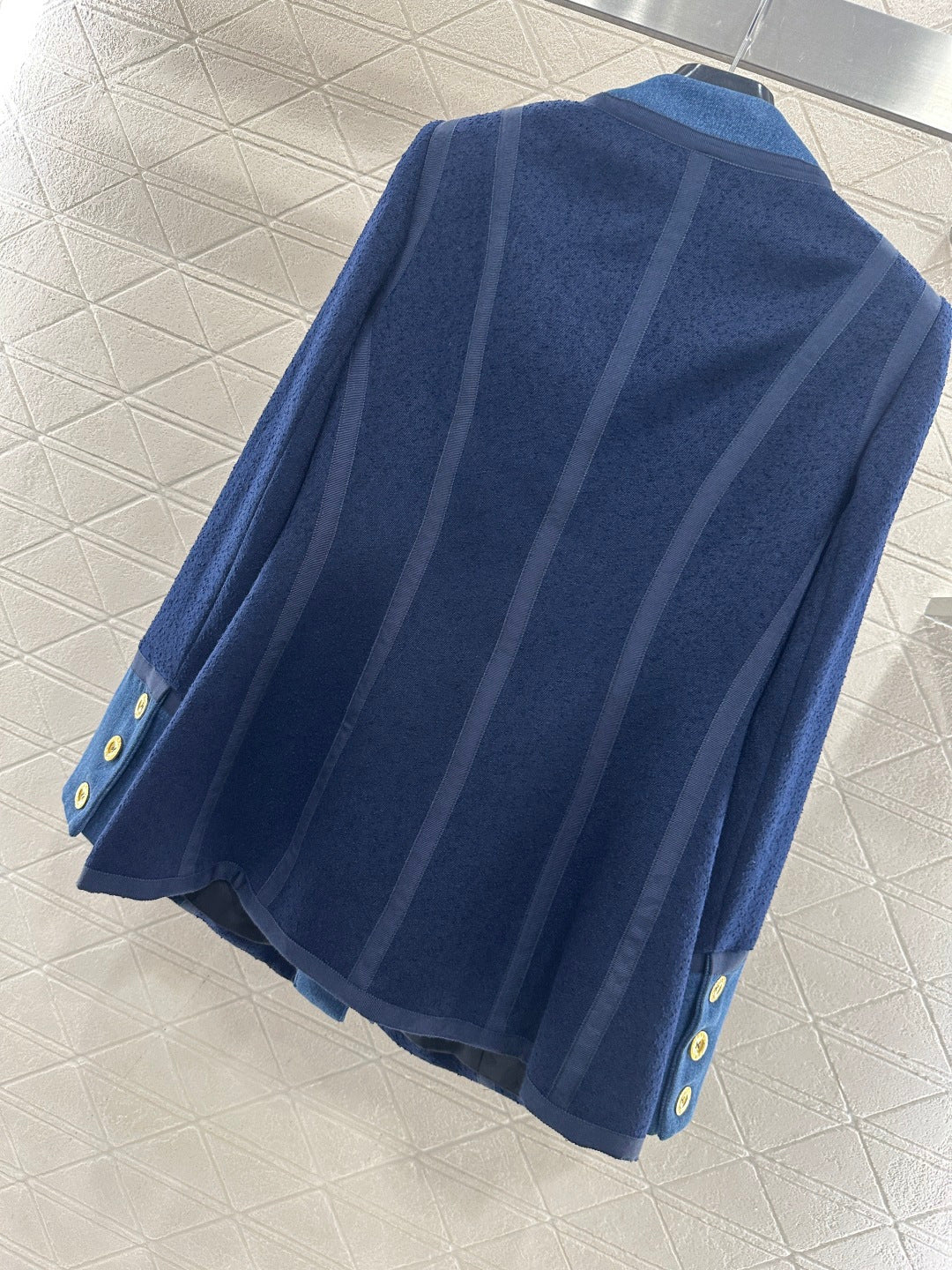 Vintage Denim Patchwork Wool Coat