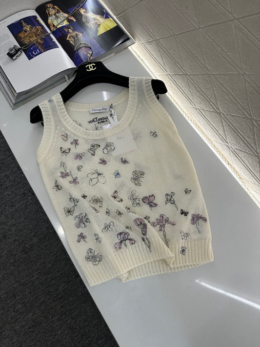 Butterfly Embroidered Knitted Vest