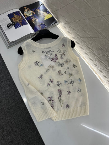 Butterfly Embroidered Knitted Vest
