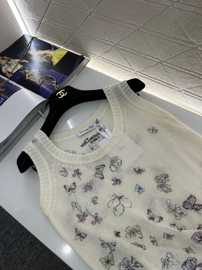 Butterfly Embroidered Knitted Vest