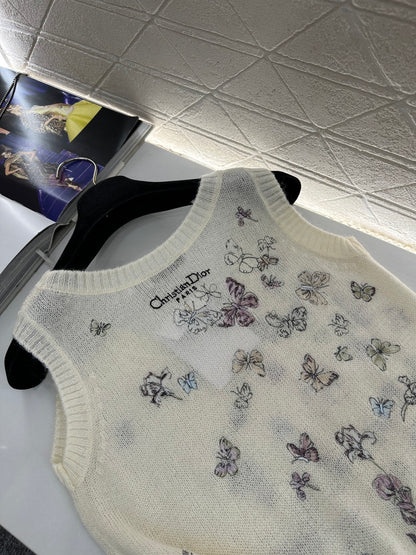 Butterfly Embroidered Knitted Vest
