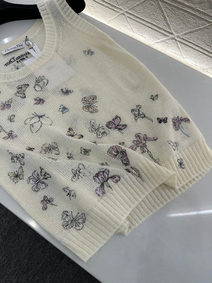 Butterfly Embroidered Knitted Vest