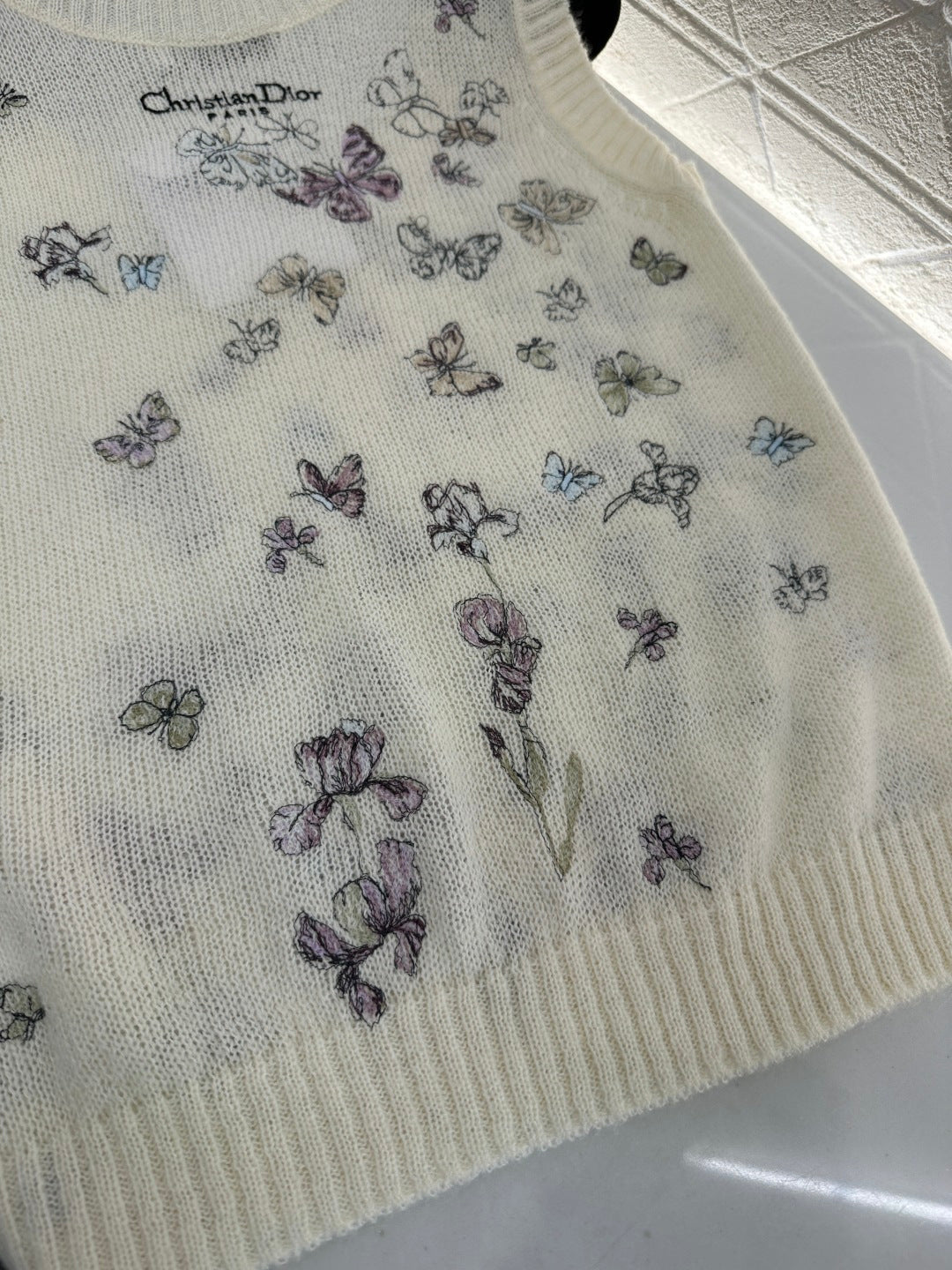 Butterfly Embroidered Knitted Vest
