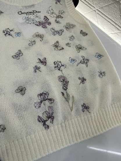 Butterfly Embroidered Knitted Vest