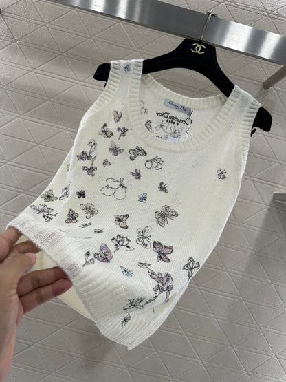 Butterfly Embroidered Knitted Vest