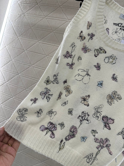 Butterfly Embroidered Knitted Vest