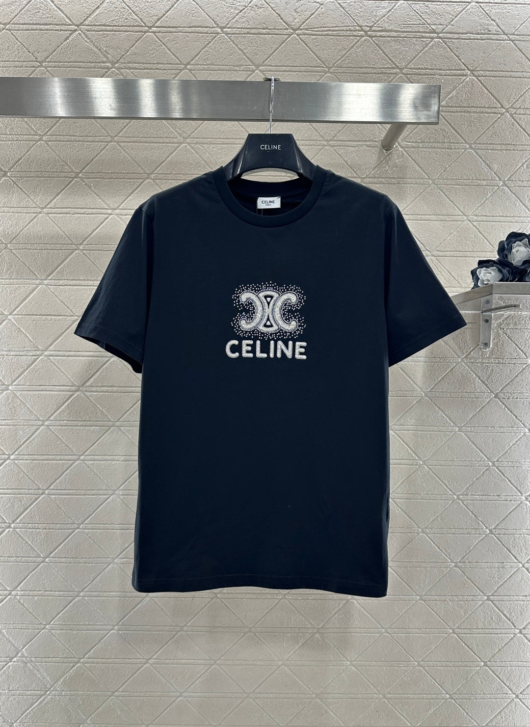 Embroidered Beaded Logo T-shirt