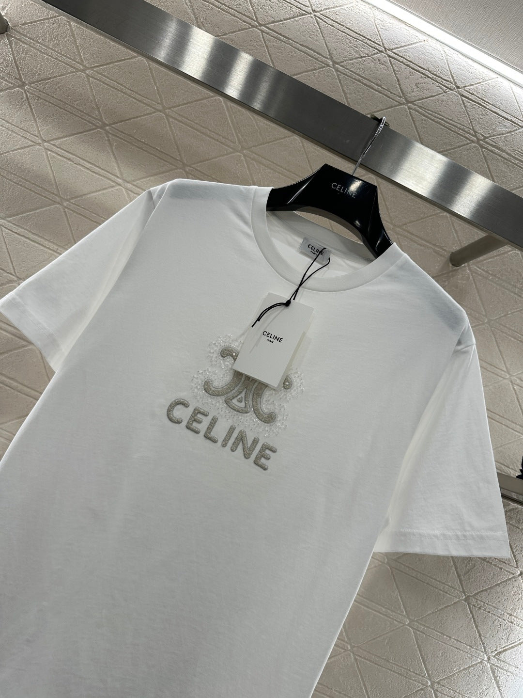 Embroidered Beaded Logo T-shirt