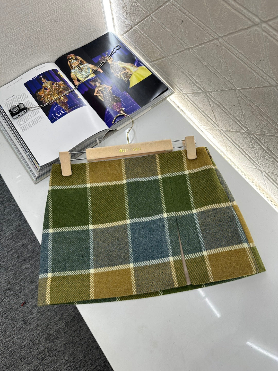 Plaid Wool Mini Skirt