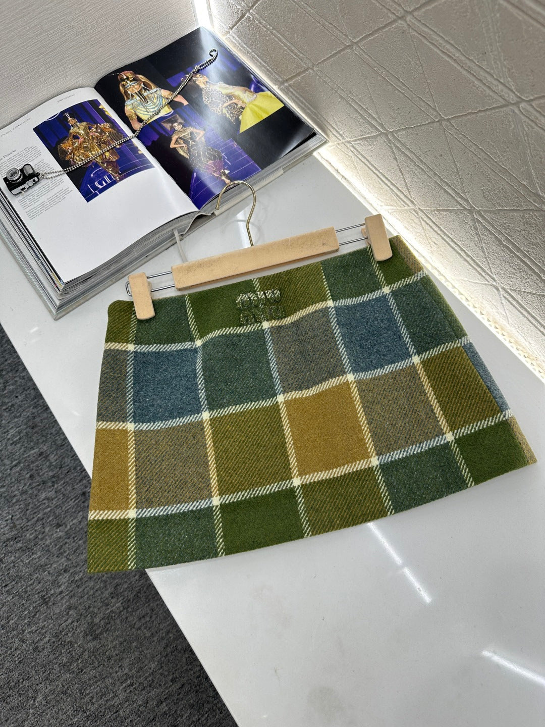 Plaid Wool Mini Skirt