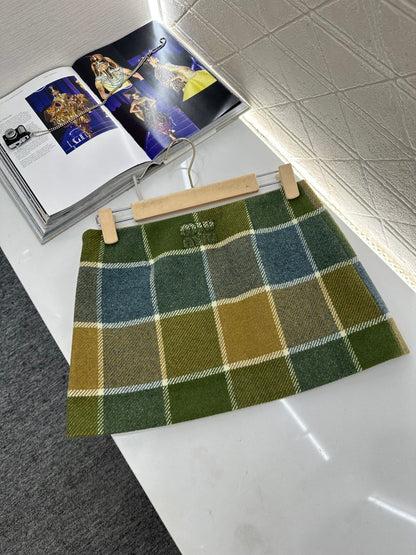 Plaid Wool Mini Skirt