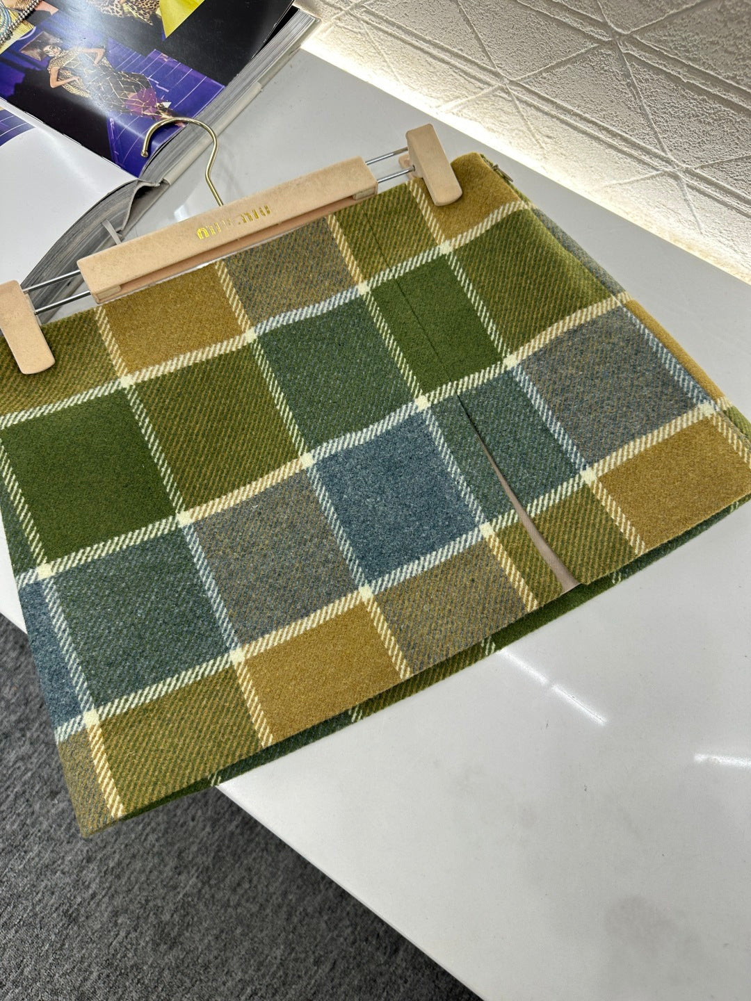 Plaid Wool Mini Skirt