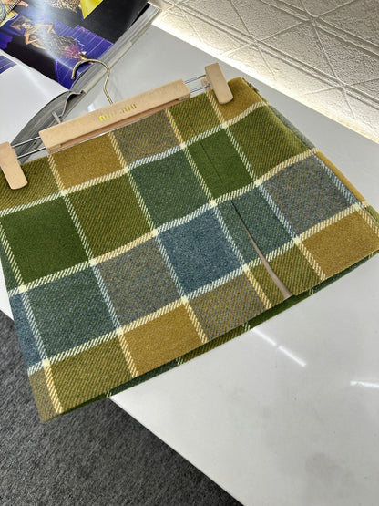Plaid Wool Mini Skirt