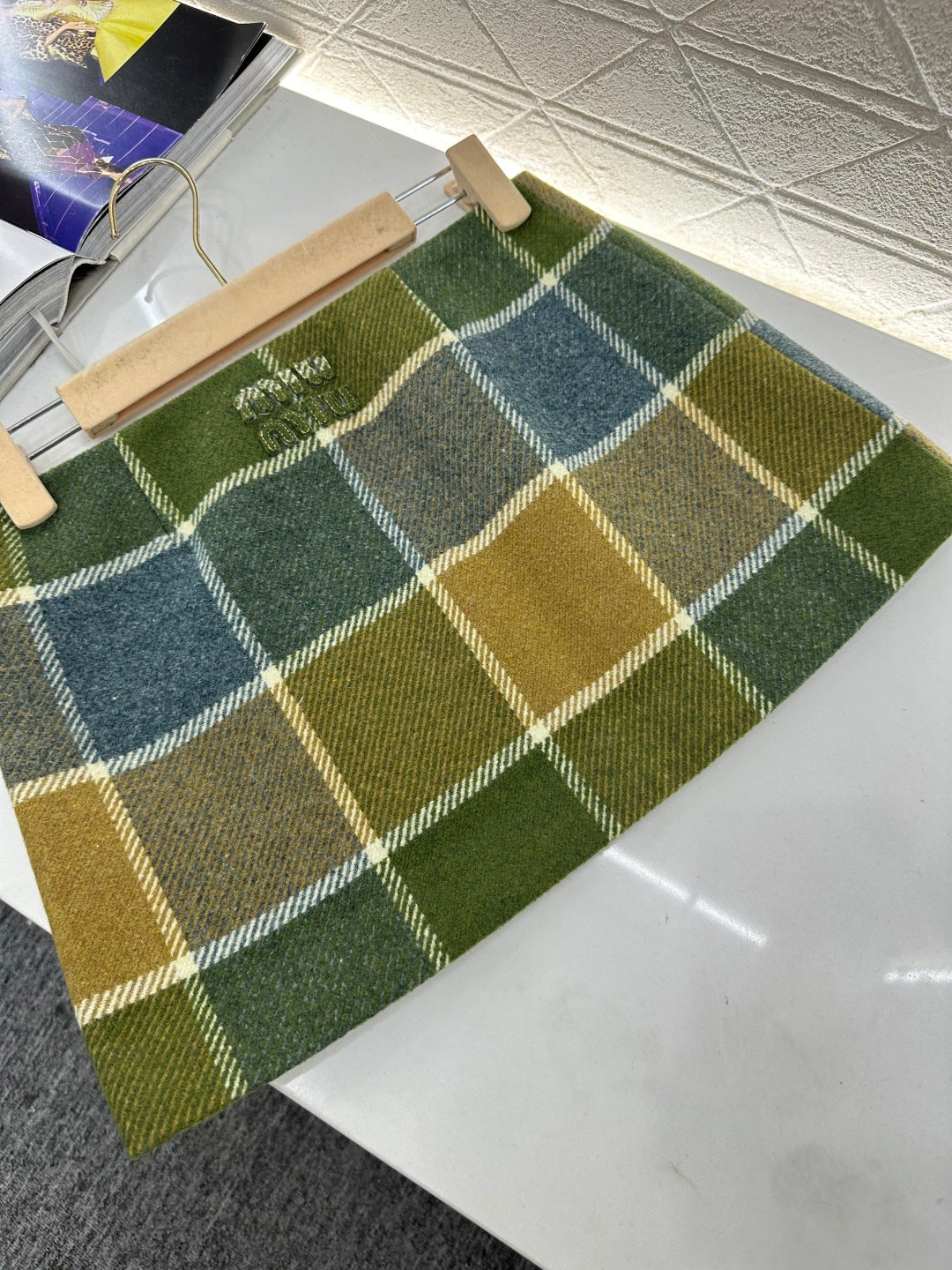 Plaid Wool Mini Skirt