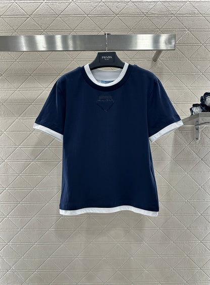 Color-Blocked Faux Two-Piece T-Shirt