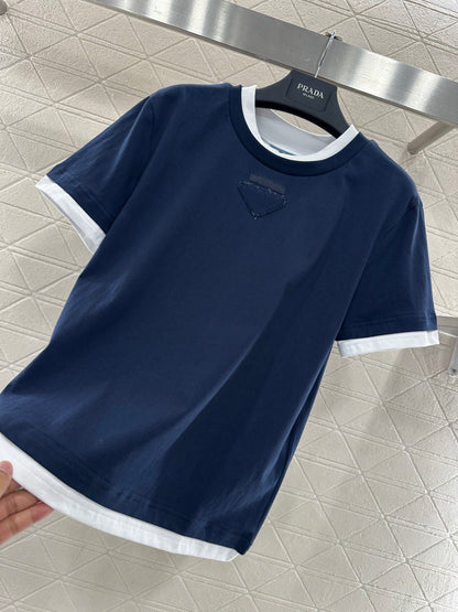 Color-Blocked Faux Two-Piece T-Shirt