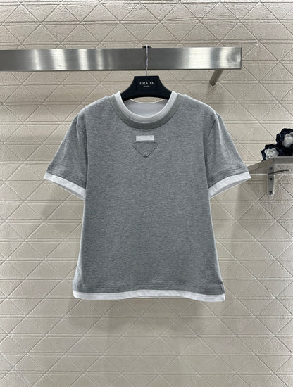 Color-Blocked Faux Two-Piece T-Shirt