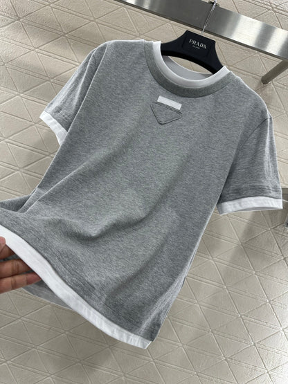 Color-Blocked Faux Two-Piece T-Shirt