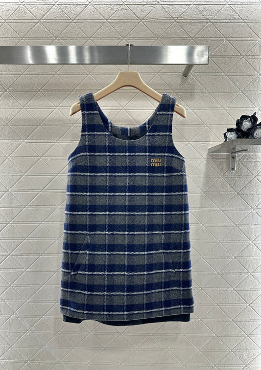Plaid Wool Vest Dress