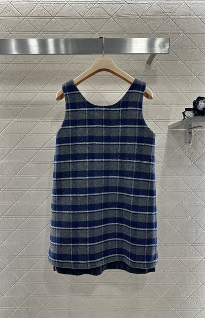 Plaid Wool Vest Dress