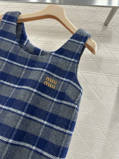 Plaid Wool Vest Dress