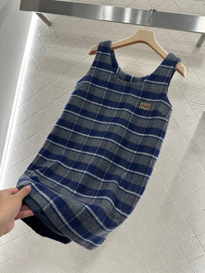 Plaid Wool Vest Dress