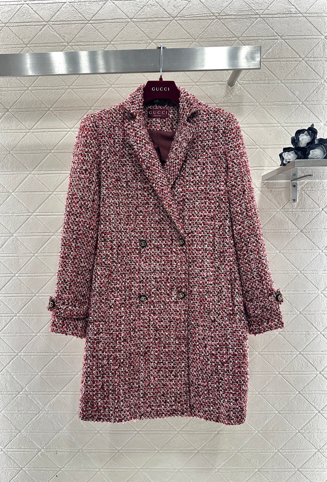 Plaid Tweed Collared Dress Coat