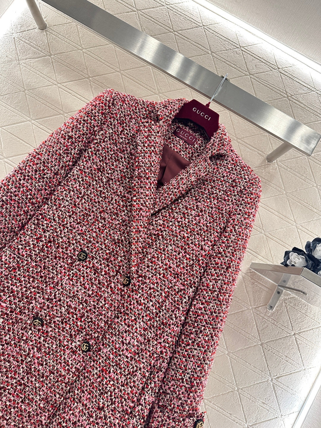 Plaid Tweed Collared Dress Coat