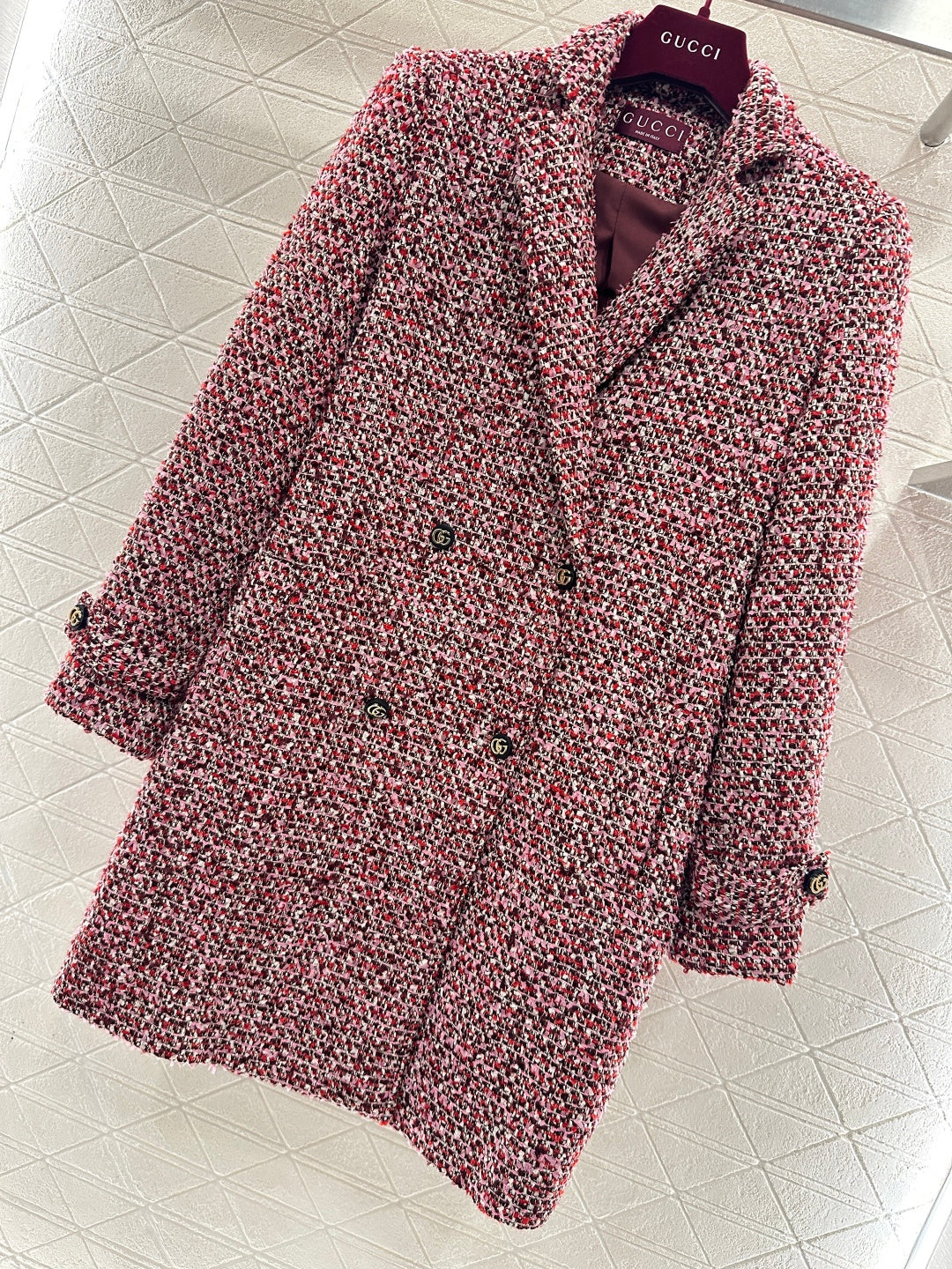 Plaid Tweed Collared Dress Coat