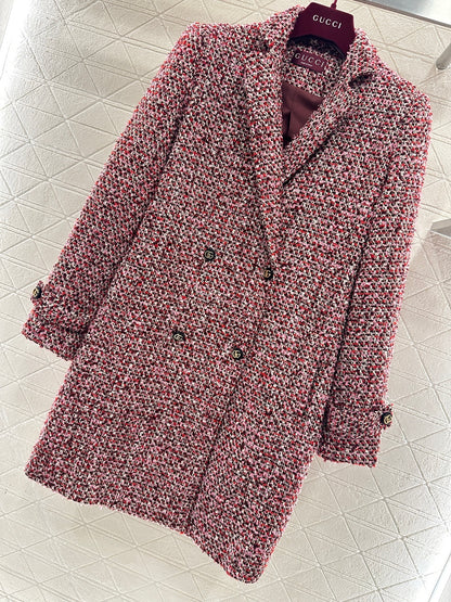 Plaid Tweed Collared Dress Coat