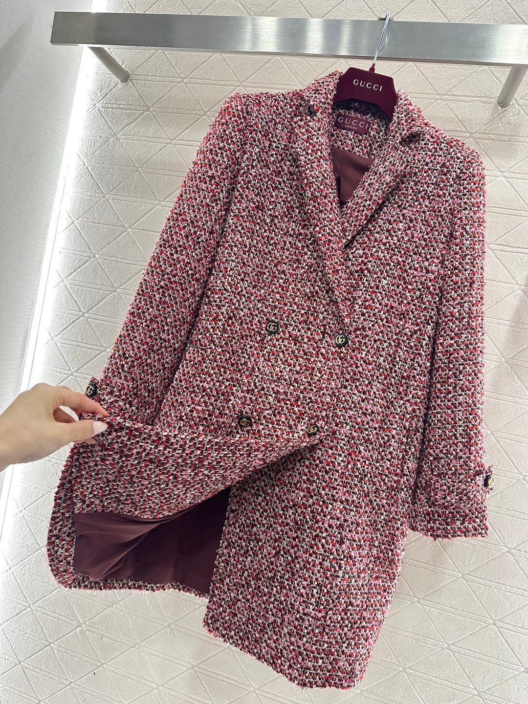 Plaid Tweed Collared Dress Coat