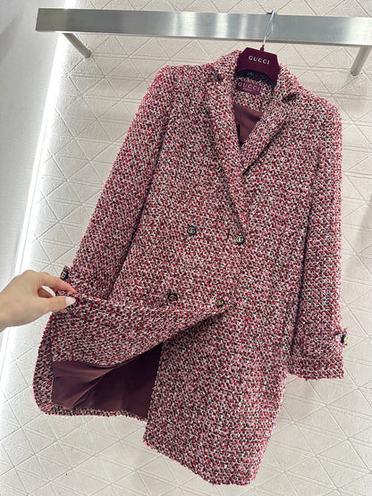 Plaid Tweed Collared Dress Coat