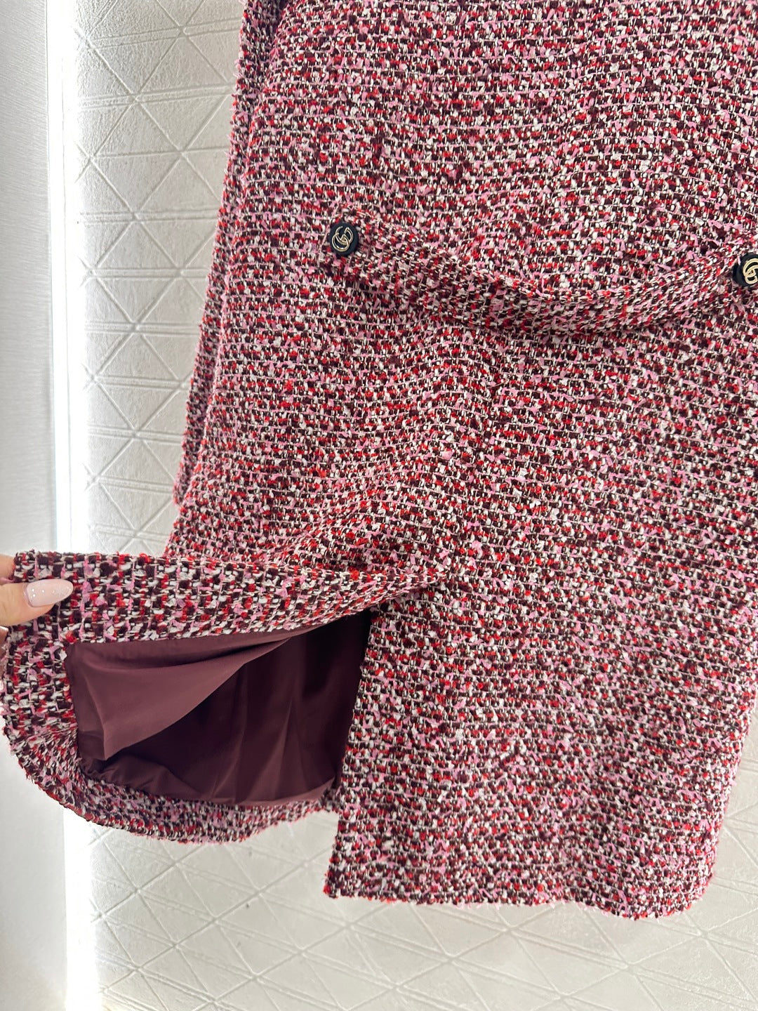 Plaid Tweed Collared Dress Coat