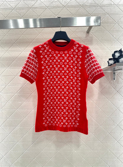 Jacquard Short-Sleeve Sweater