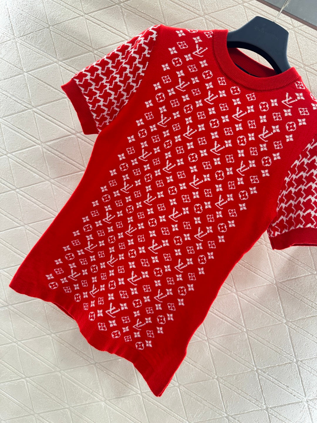 Jacquard Short-Sleeve Sweater