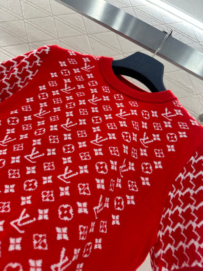 Jacquard Short-Sleeve Sweater