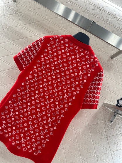 Jacquard Short-Sleeve Sweater