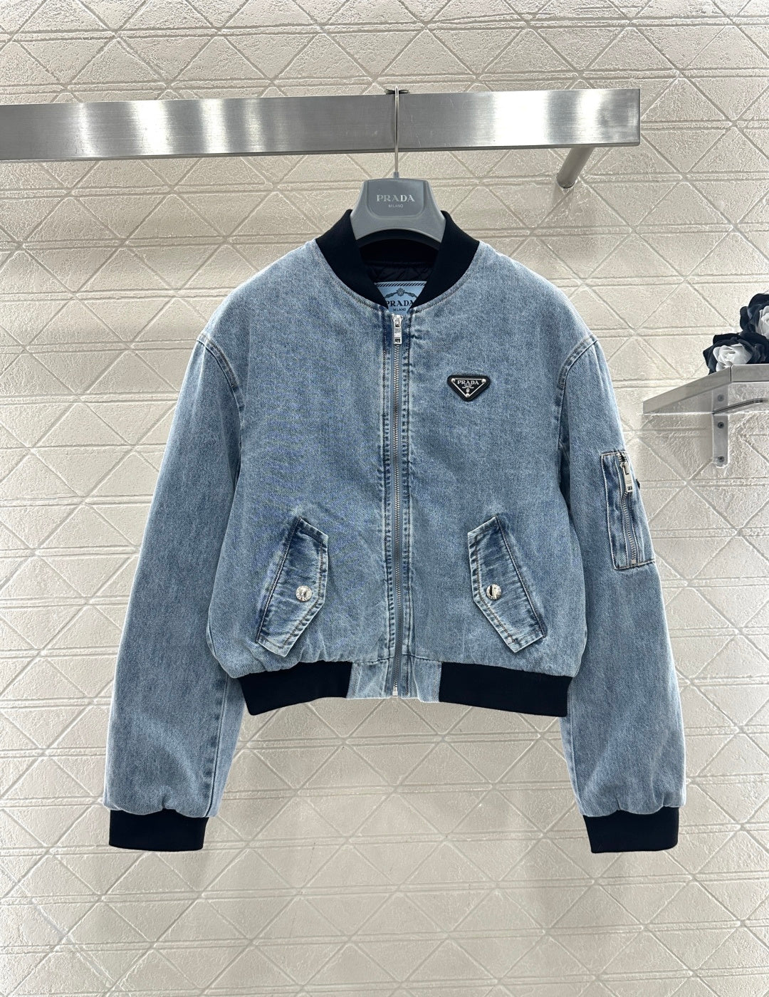 Denim Patchwork Baseball Jacket
