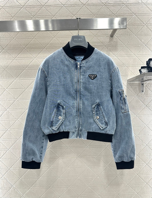 Denim Patchwork Baseball Jacket