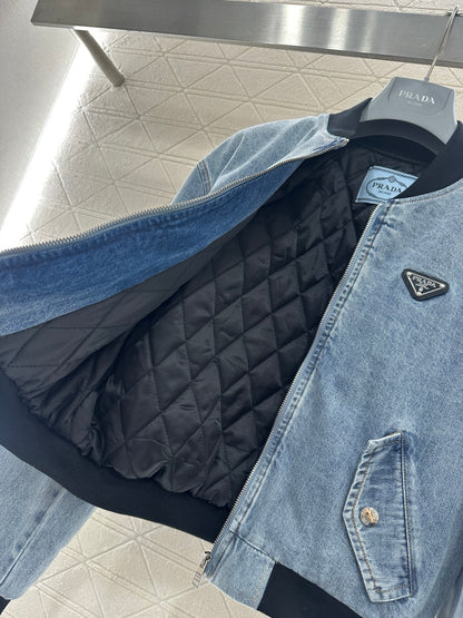 Denim Patchwork Baseball Jacket