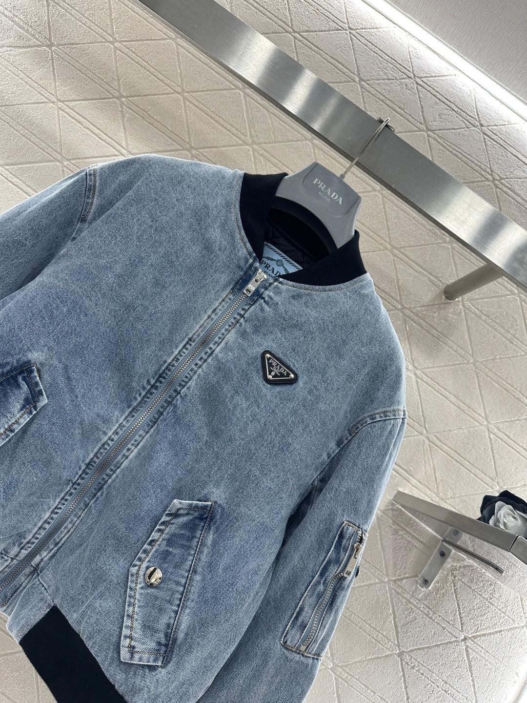 Denim Patchwork Baseball Jacket