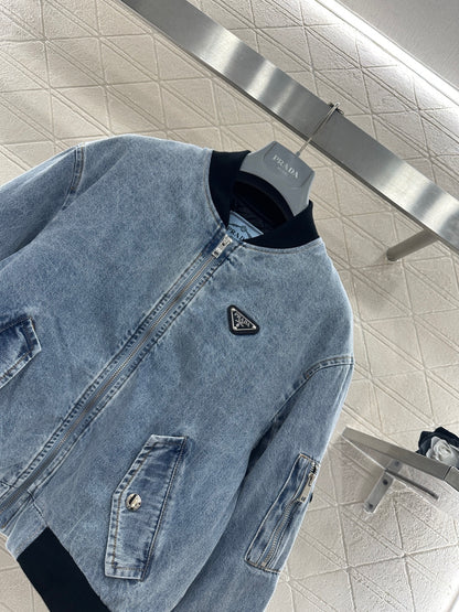 Denim Patchwork Baseball Jacket