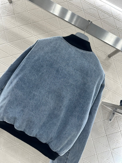 Denim Patchwork Baseball Jacket