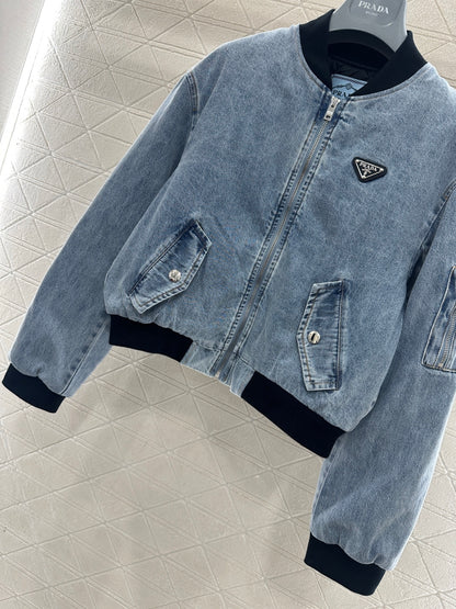 Denim Patchwork Baseball Jacket