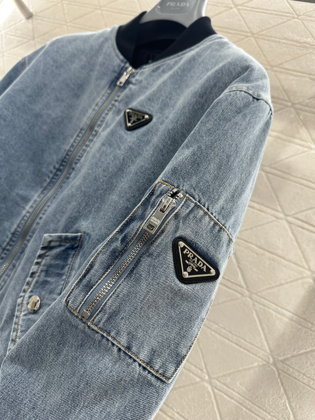 Denim Patchwork Baseball Jacket