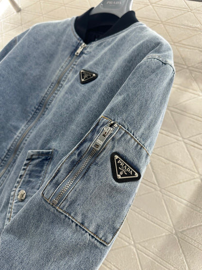Denim Patchwork Baseball Jacket