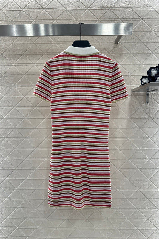 Striped Collared Knit Dress