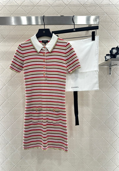 Striped Collared Knit Dress