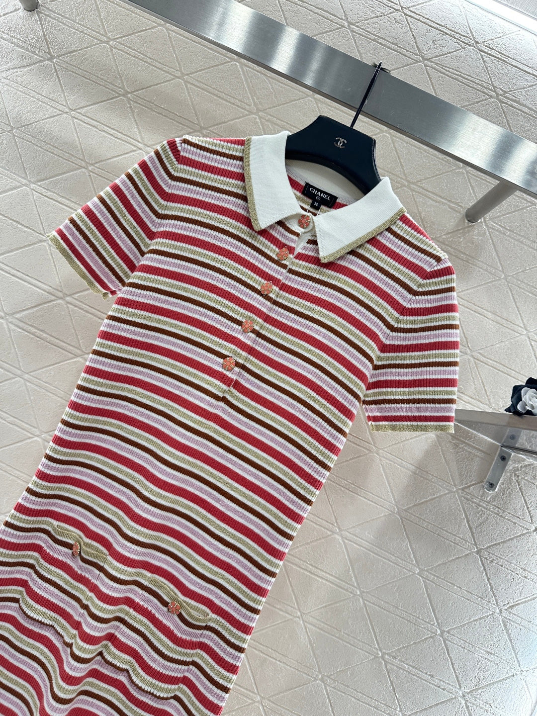 Striped Collared Knit Dress