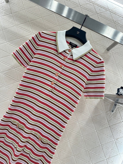Striped Collared Knit Dress